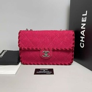 Chanel香奈兒 CF系列復古毛氈絲絨邊編織包 肩背包