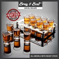 【B&B】Shot Glass 6pc set Bar KTV 30ml 45ml 60ml Bullet Glass Set Shooter Rack Small Spirit Glass Hold