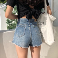 Flutter the Korean wind chic Gao Yao Slim cowboy shorts simple hundred irregular flash hot pants fem