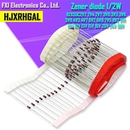 100PCS Zener diode 1/2W 0.5W  BZX55C2V4 BZX55C3V3 BZX55C3V6 BZX55C4V7 BZX55C6V2 BZX55C6V8 BZX55C7V5 