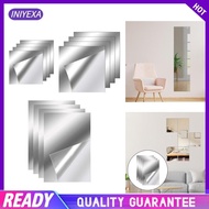 [Iniyexa] 4x Square Wall Mirror Tiles Full Body Mirror Sticky Acrylic Frameless Mirror Wall Sticker for Door Home Gym Bathroom Bedroom