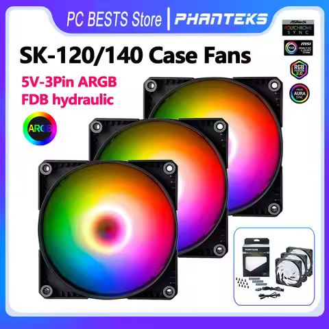 Phanteks SK-120 120mm 140mm Case Cooling Fan 5V-3Pin ARGB Hydraulic Shaft 4pin-PWM 1500 rpm Cooler F