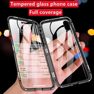 (Double-sided glass) for IPhone 16/15/14/13/12/11/Pro Max/Xs Max Xr 7 8 Plus  Magnetic metal phone c