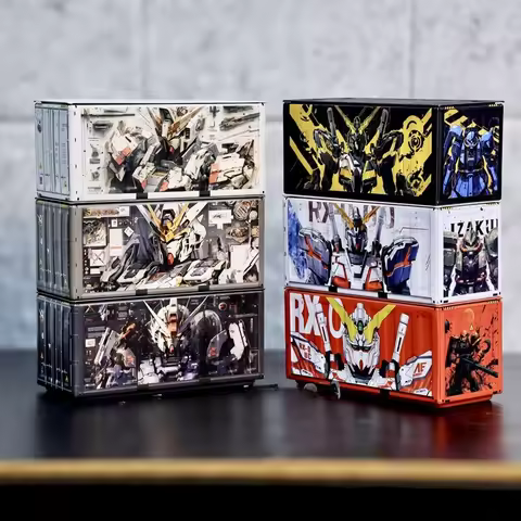 Bandai Gundam Metal Desktop Storage Box Warrior RX-78 Anime Action Figures Cartoon Personalized Orna