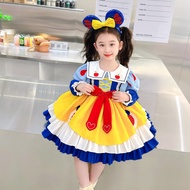 ชุดเดรสโลลิต้าสไตล์การ์ตูน Snow White Princess สำหรับเด็กผู้หญิง ชุดวันเกิดสุดน่ารัก กระโปรงทรงเอ แข