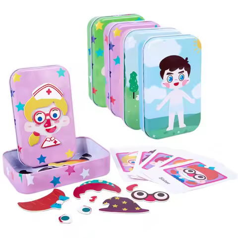 Magnetic 3D Puzzle Children Dress Up Change Facial Expression Game Iron Box Jigsaw Early Education I