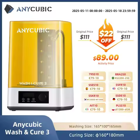 ANYCUBIC Wash & Cure 3 Washing and Curing Machine For LCD SLA Resin 3D Printer Printed Model For Pho