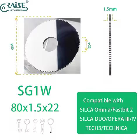 RAISE Cutter Compatible with SG1 SG1W 80x1.5x22 SILCA Omnia Fastbit2 DUO OPERA TARGA TECHNICA KEYLIN