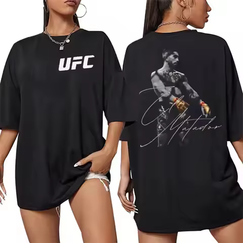 2026 Summer UFC Ilia Topuria Matador Fighting Graphic T-shirt Women Sports Cotton Short Sleeve Loose