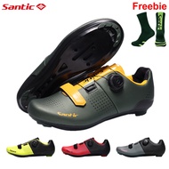 Santic รองเท้าปั่นจักรยาน สำหรับผู้ชายผู้หญิงรองเท้าเสือหมอบมืออาชีพน้ำหนักเบาล็อครองเท้าผ้าใบจักรยานจักรยาน