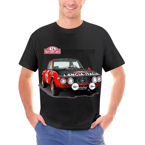 T-Shirt LANCIA FULVIA HF Italy Rally Montecarlo 1972 Winner Cibe Old School Newest Men Funny Streetw