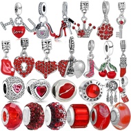 Valentine's Day Red Charm Beads DIY Exquisite Ladies Bracelet Loose Beads Charm Valentine's Day Bead