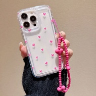 วาเลนไทน์ พิมพ์หัวใจแบบ Y2K พร้อมจี้โทรศัพท์ 1 ชิ้น เคสโทรศัพท์มือถือรูปหัวใจสีชมพูแบบถุงลม พร้อมสาย