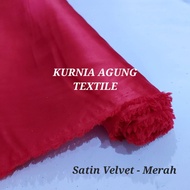 kain satin velvet roll x 150cm lebar premium by roberto cavali terang - merah