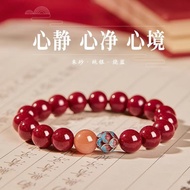 Putuo Mountain Vermilion Sand Ancient Method Silver Burnt Blue Lotus Hand S Putuo Mountain Cinnabar Ancient Method Silver Burnt Blue Lotus Bracelet Beads Female Bracelet Niche Transport Jewelry Bracelet Family e31cd