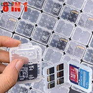 Travel Protable MS Cards Storage Box / 8 In 1 Plastic Transparent Memory Card Case / Office Business Home Clear Protective Cover / Minimalist Durable Mini SD Card Protector Holder