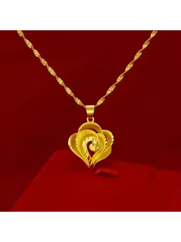 High quality gold necklace AU999 real gold 24K pure gold auspicious cloud necklace fashionable rose