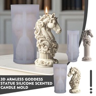2025 3d Armless Goddess Statue Silicone Scented Candle Diy Ornament Candle Head Classical Horse W9h7