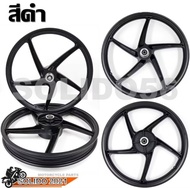 ล้อเเม็ก WAVE110I 2009-2024 WAVE125I NEW 2012-2024 รุ่นไมล์ธรรมดาและรุ่นไมล์ดิจิตอล ขอบ 17 สีดำขาวทอ