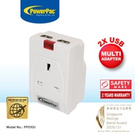 PowerPac USB Charger with 3 Pin Adapter, 2 X USB Single Port, up to 2100mA 5VDC (PP010U)
