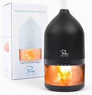 Himalayan Pink Salt Oil Diffuser (Black) by Pure Daily Care | 2-in-1 Aromatherapy Device | Ionic Himalayan Salt Diffuser &amp; Ambient Glow Light