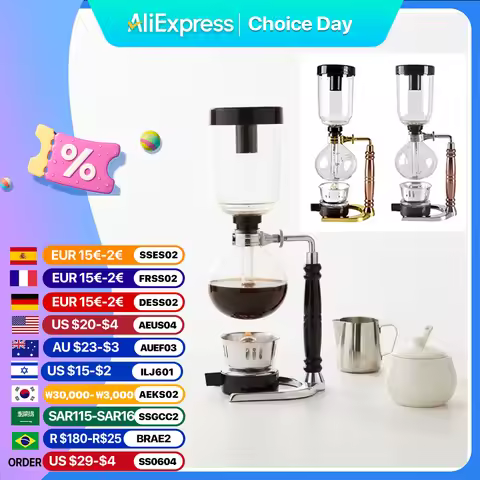 3/5Cups Syphon Pots High Quality Coffee Kettle Pot Set Filter Syphon Coffee Maker Tea Siphon Heat-Re