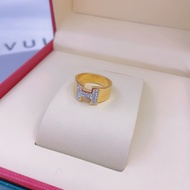 Classic Diamond Letter H Ring Simple Fashion Index Finger Titanium Steel Ring