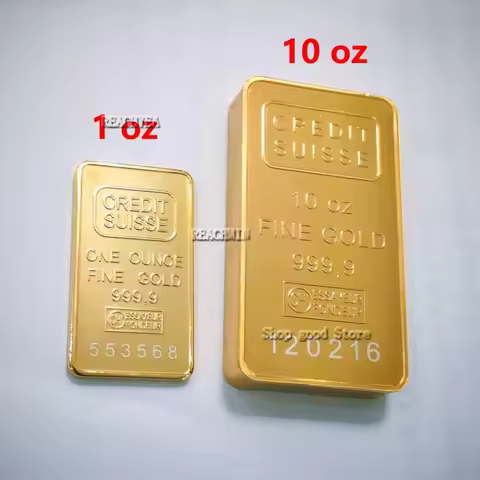 Newest 10 oz Credit Suisse Gold Bar Non Magnetic Brass 24k gold-plated Bullion With Different Serial