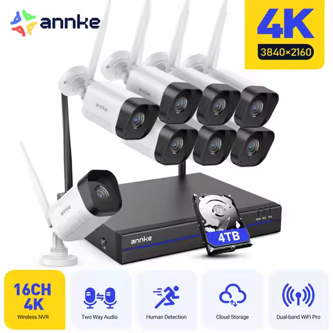 Annke 8MP Wireless CCTV System 16CH NVR Video Surveillance Kit Two Way Audio 4K poe camera 2/4/6/8 P