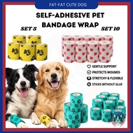 Pet Self Adhesive Cohesive Bandage Wrap Breathable Elastic First Aid Tape with Paw Print Designs