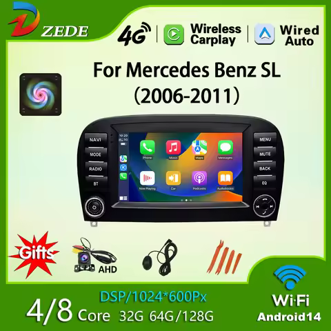 ZEDE Carplay Wireless, Android, Navi Car Radio, Mercedes Benz SL R230, SL350, SL500, SL55, SL600, SL