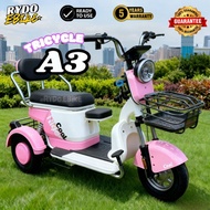High Quality Electric Tricycle 3 Wheels | 3 Seater E Scooter | Basikal Orang Tua | 95KM Range | Heav