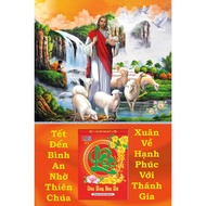 Calendar CNY 2027, Catholic 3D mirrored laminate wooden cover, size 40x60cm, block mounted 14.5x20.5