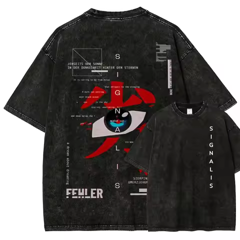 Signalis Washed T-shirt Oversized Unisex Couples Streetwear Trendy Y2k Short Sleeves Classic high qu