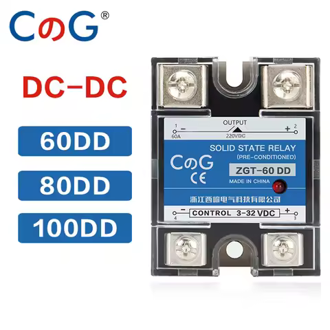 CG 60A 80A 100A DD SSR Single Phase DC Control DC Heat Sink 12V 24V 32V To 5V 110V 220VDC SSR-100DD