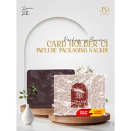 Card Holder 3 Slot Custom Logo Nama Inclued Aesthetic Skia Kalkir untuk Souvenir Wedding Seminar Cor