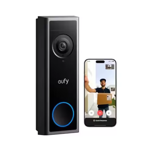 Video Doorbell Camera C31 for home security, aluminum alloy body, matte black, 2K FHD resolution wit