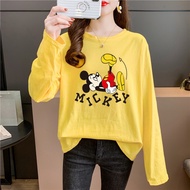 [TSHIRTWOMEN] Baju T Shirt Perempuan Lengan Panjang Plus Size Long Sleeve T-shirt Mickey Mouse Blouse Clothes