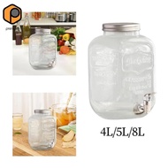 [prettyia] Glass Drink Dispenser Water Dispenser Lemonade Jar with Lid Glass Beverage