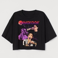 HITAM Jungkook BTS CROP TEE | Women's Black OVERSIZE Korean VINTAGE CROP TOP T-Shirt | Croptee WOMAN