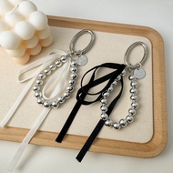 Elegant Pearls Ribbon Bowknot Bag Pendant Mobile Phone Keychain Luxury Retro Beads Key Ring Jewelry 