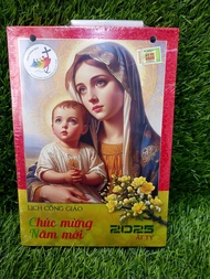 Lịch công giáo block theo ngày bìa hình Chúa hoặc Đức Mẹ dày đẹp 20x15(cm) cuốn kích thước vừa