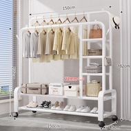 LG Rak Besi Gantungan Baju Pakaian 150CM Rak Baju Serbaguna Gantungan Baju Berdiri Dengan Roda