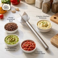304 Stainless Steel Meat Masher, Ground Beef Chopper Tool, 9.8 Inch 6-Blade Hamburger Smasher, Dishw