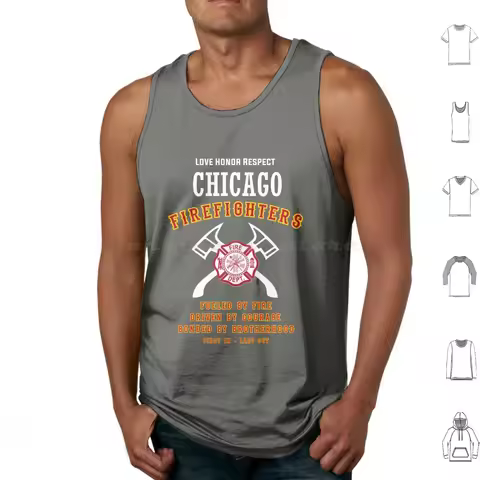 Chicago Firefighters Tank Tops Print Cotton Chicago Fire Chicago Firefighters Chicago Emergency Serv