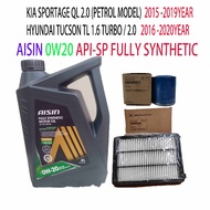 KIA SPORTAGE QL 2.0 (P) 15y HYUNDAI TUCSON TL 16y> OIL FILTER+ AIR FILTER+AISIN 0W20 API-SP FULLY SY