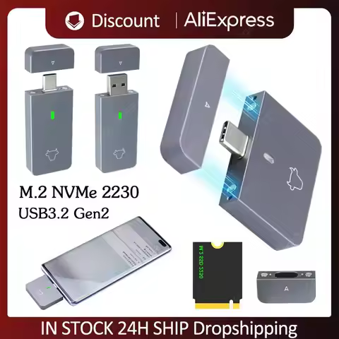 M.2 NVMe 2230 Hard Drive Box USB3.2 Gen2 Hard Disk Box Plug and Play External SSD Case Aluminum Allo