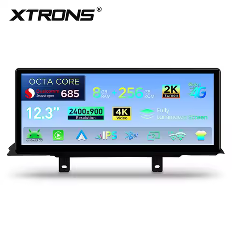 XTRONS 12.3" Octa Core 8+256G Android 14 Car Multimedia Player For BMW X1 E84 NBT CIC EVO System 4K 
