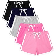 5 Packs Girls Cotton Athletic Shorts Active Running Shorts Toddler Summer Shorts Dolphin Dolphin Yog