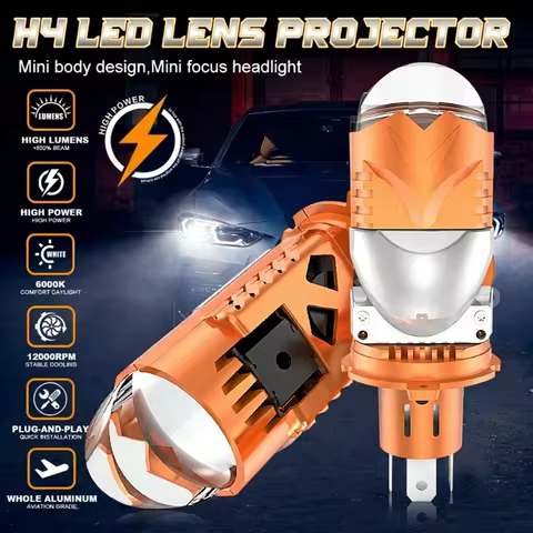 1/2pcs H4 Bi LED Projector Lens LED Car Headlight Bulbs 2700LM 60W Turbo Bulb H4 STG PTF Dual High L